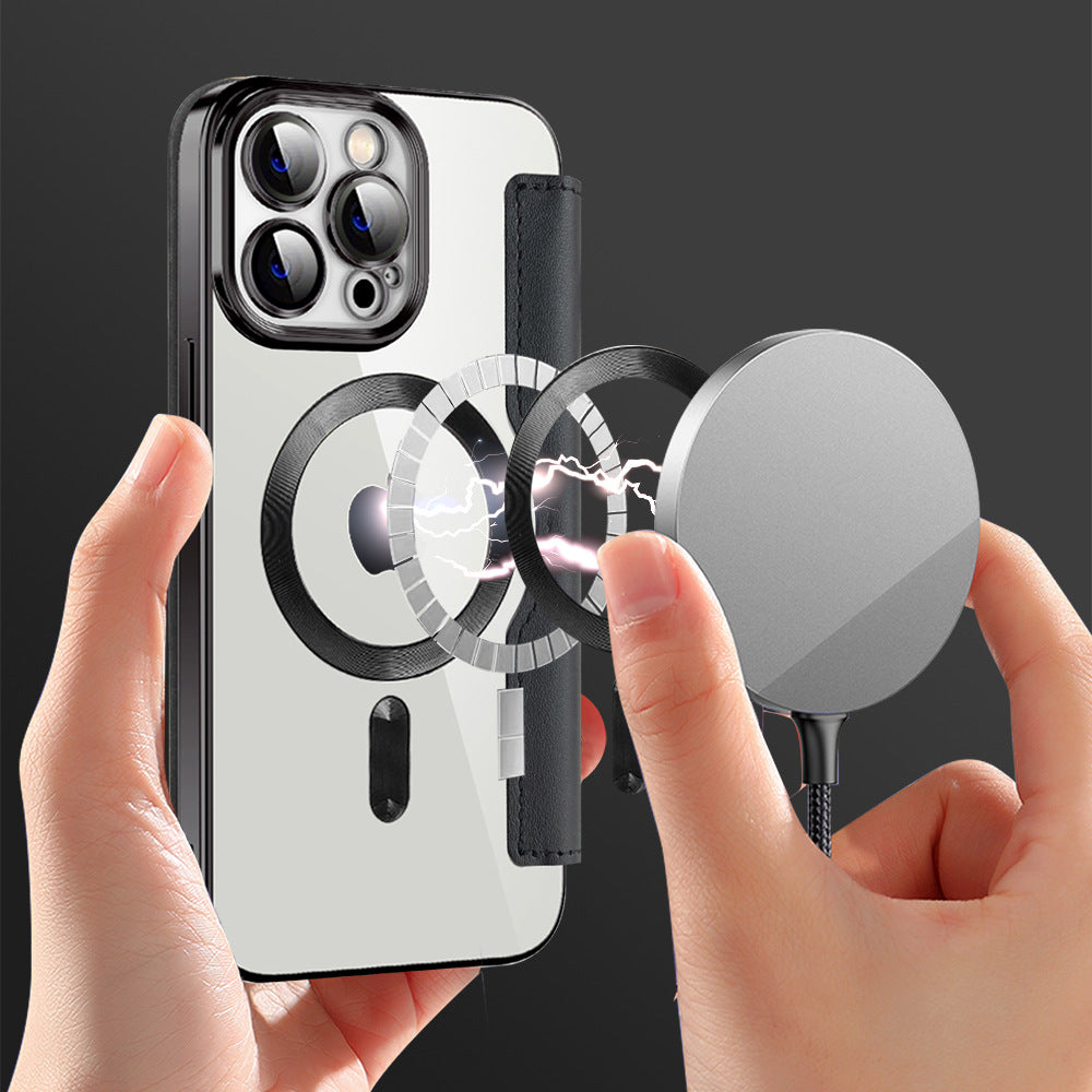 iPhone15 wireless charging phone case Apple protective cover card ultra-thin phone case transparent